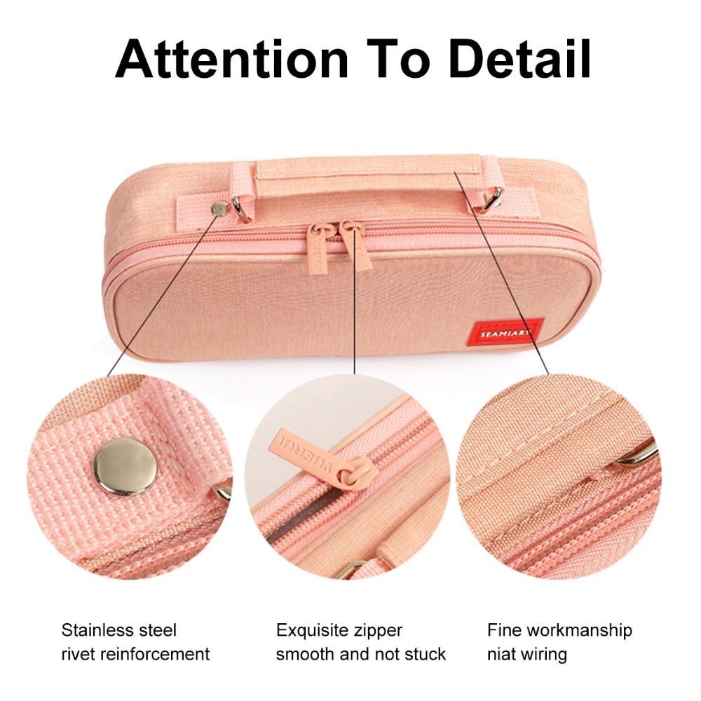 

SeamiArt Big Capacity Zipper Pencil Case Multifunction Double Layer Pen Bag Tas pensil Kantong pen