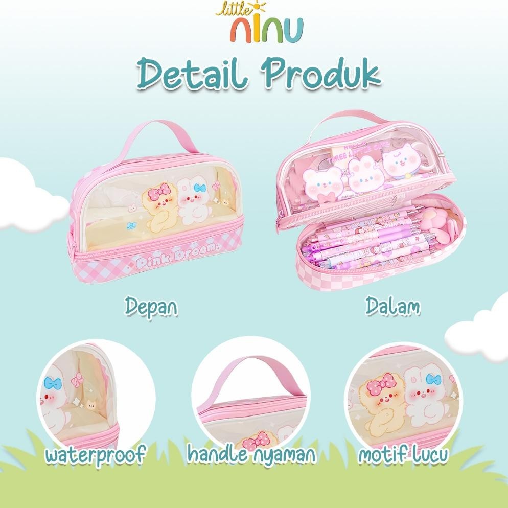 

LITTLE NINU Pencil Case Kotak Tempat Pensil Korean Style Transparan