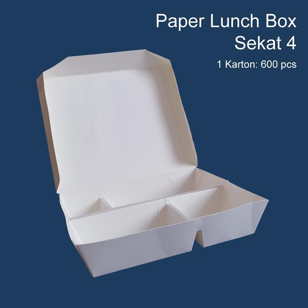 (PROMO BULANAN) Paper Lunch Box Sekat 4 / Kotak Makan Kertas Ukuran Sekat 4