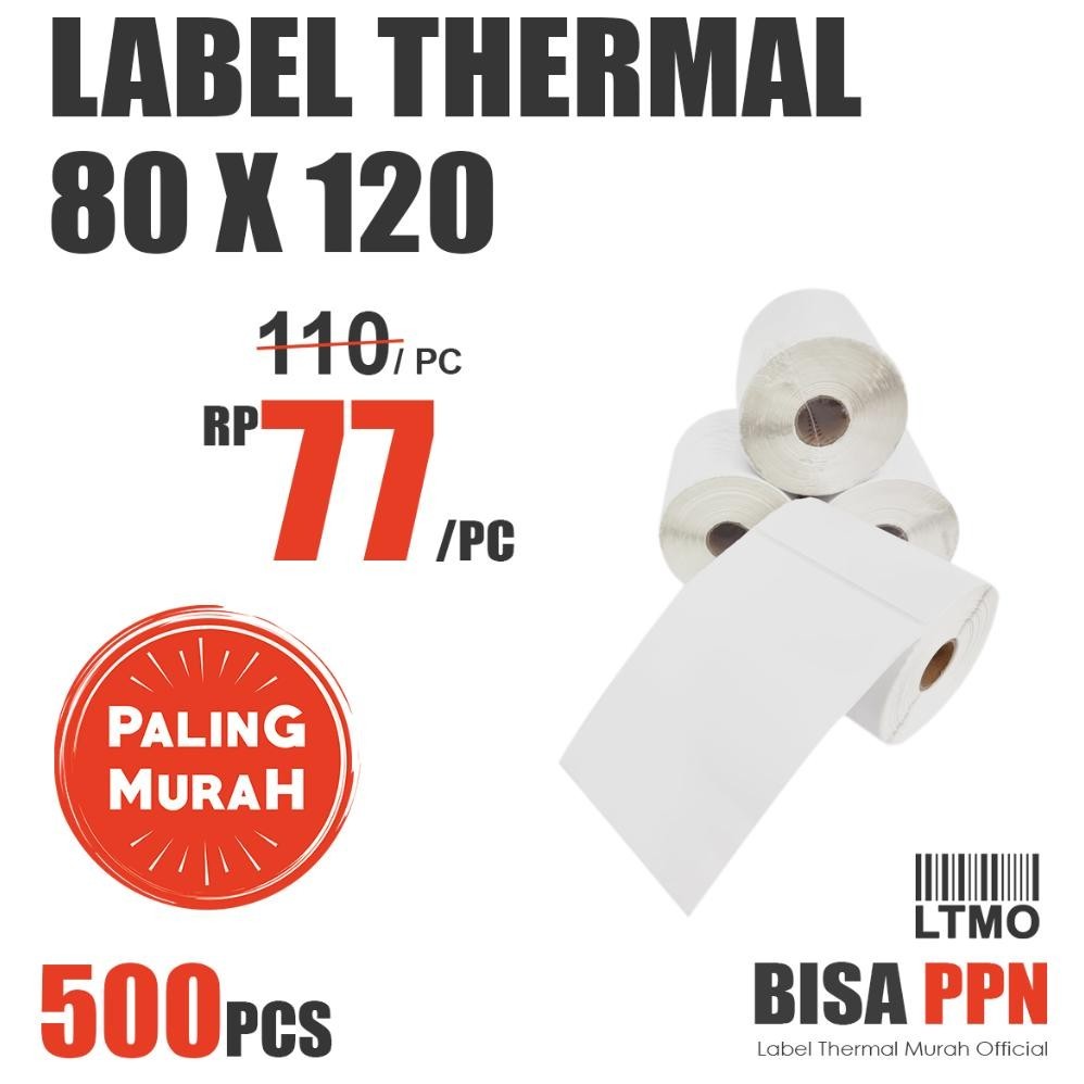 

Promo Spesial!! Label Barcode MURAH 78 x 120 kertas stiker thermal 80x120 Hemat