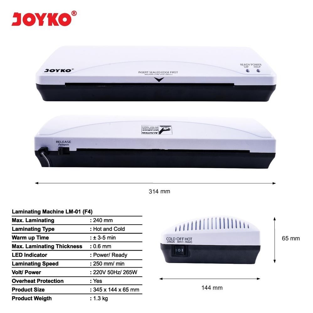 

An85 Mesin laminating joyko LM01 LM 01 F4 folio laminasi ktp a4 panas dingin hot cold portable portabel Premium