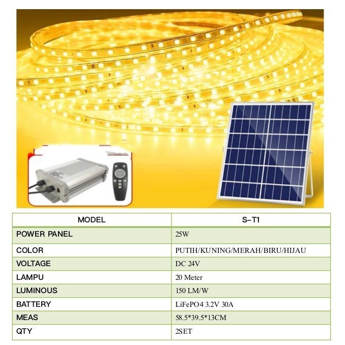 Lampu Led Strip Selang 5050 Solar Dc 24V Led Strip Selang Tenaga Surya Lampu