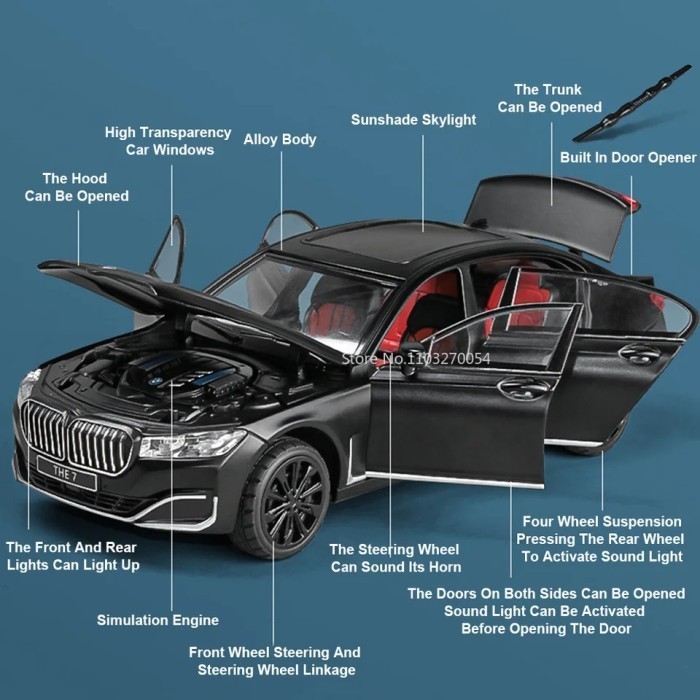 Ane Diecast Bmw 760 Li The7 Miniatur Mobil Skala 1:24