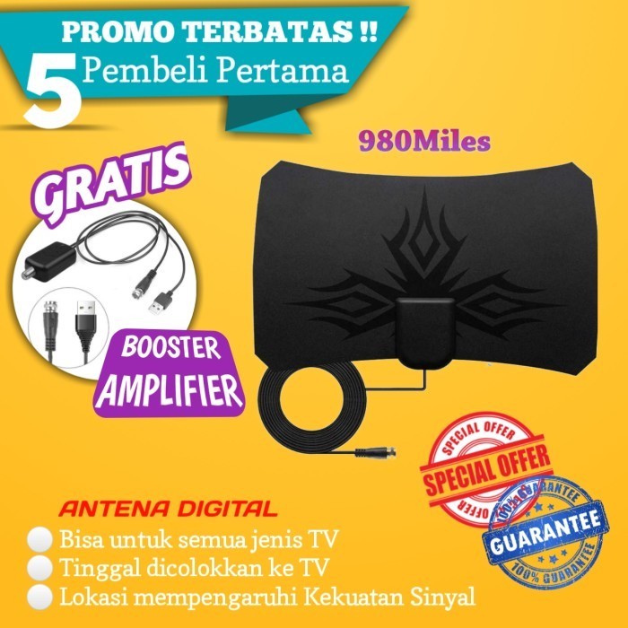 ANTENE TV DIGITAL LED DENGAN PENGUAT SINYAL AMPLIFIER BOOSTER ANALOG