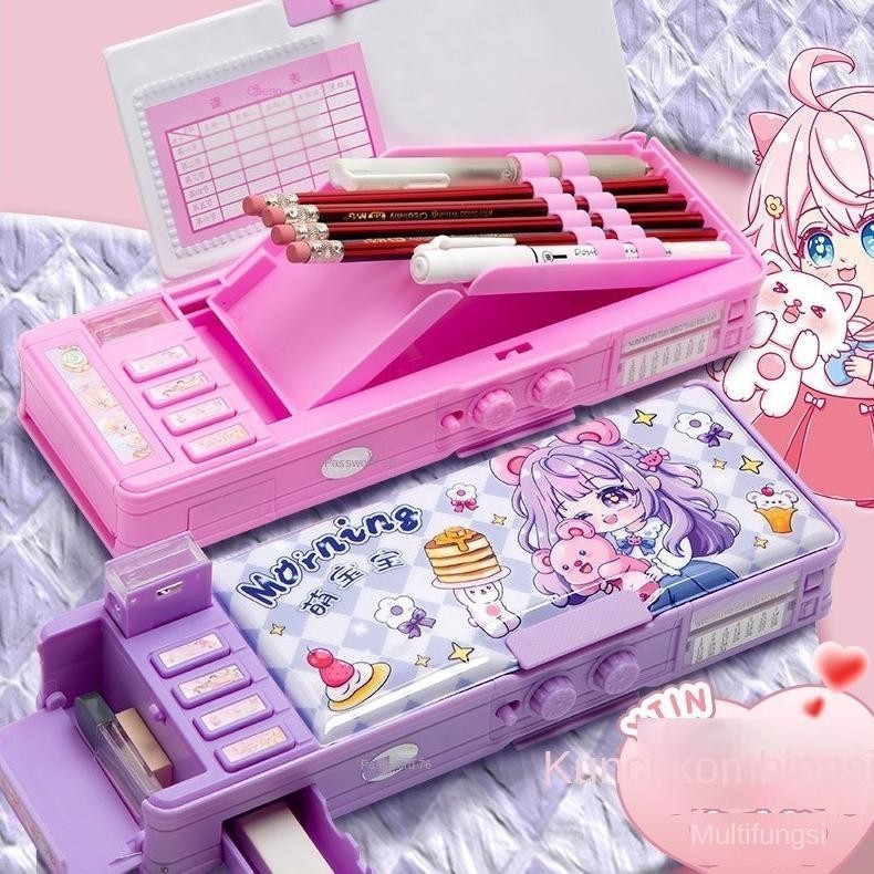 

dvc-78 Kotak alat tulis anak perempuan Kotak pensil kata sandi multi-fungsi wanita yang cocok untuk siswa di Viral
