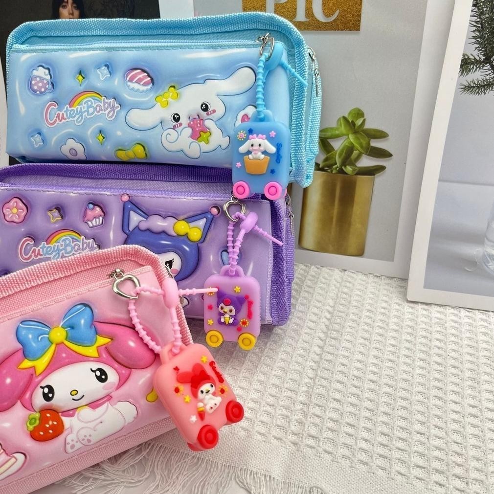 

dh-68 AUN Kotak pensil motif sanrio keychain kuromi / melody / cinnamoroll tempat pensil sanrio Original