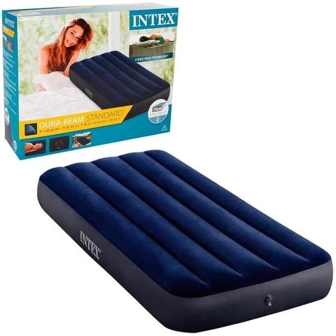 KASUR ANGIN INTEX DURABEAM BLUE SINGLE PLUS POMPA LISTRIK 64756
