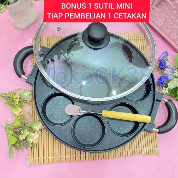 NEW Cetakan Kue Pukis Apem Bika Ambon Takoyaki Teflon Anti Lengket + Tutup