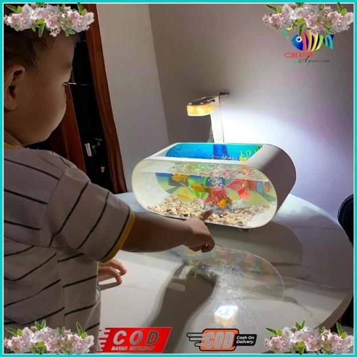 BISMILLAH 1 SET AQUARIUM MINI IKAN HIAS/ AQUARIUM CUPANG SEGALA IKAN PLUS MESIN OXYGN AERATOR GLEMBU