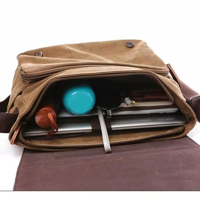 Tas selempang canvas tas bahu tas laptop tas kerja tas sekolah 9013