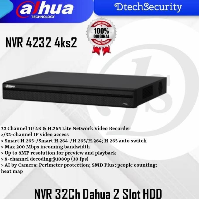 NVR 32 CH DAHUA DH NVR 4232 4KS2