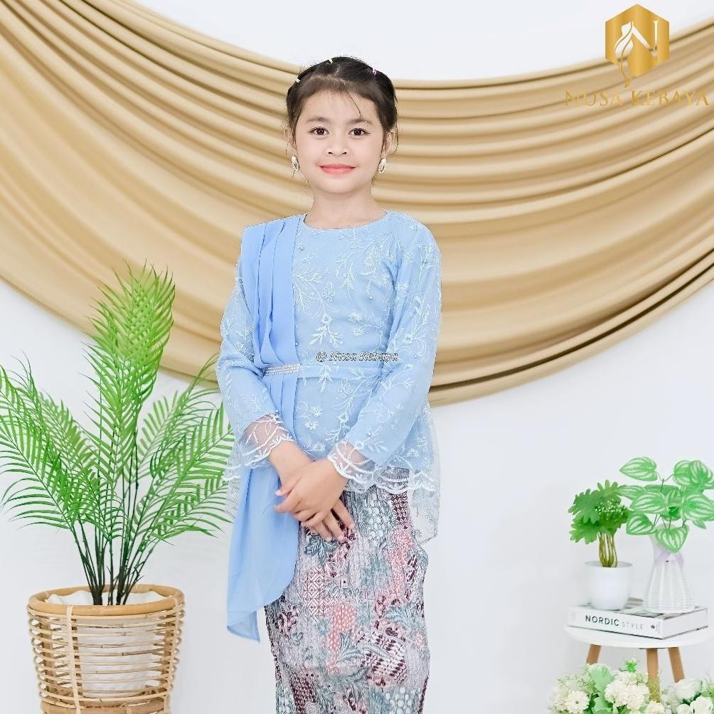 SDF Atasan Baju Kebaya Anak Perempuan Umur 3 4 5 6 7 8 9 10 11 12 Tahun Bahan Brukat Tile Bordir Mut