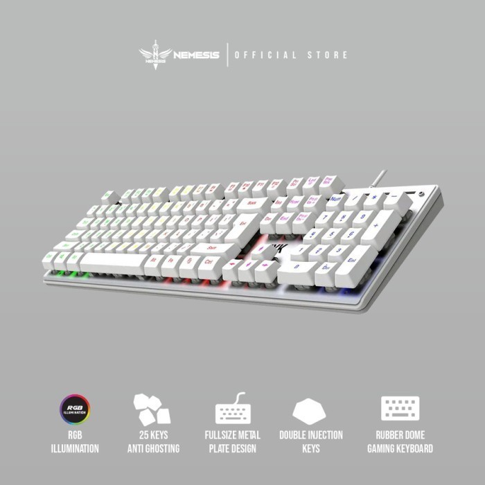 Keyboard Gaming Nyk Kr-301 Rgb Underglow Putih