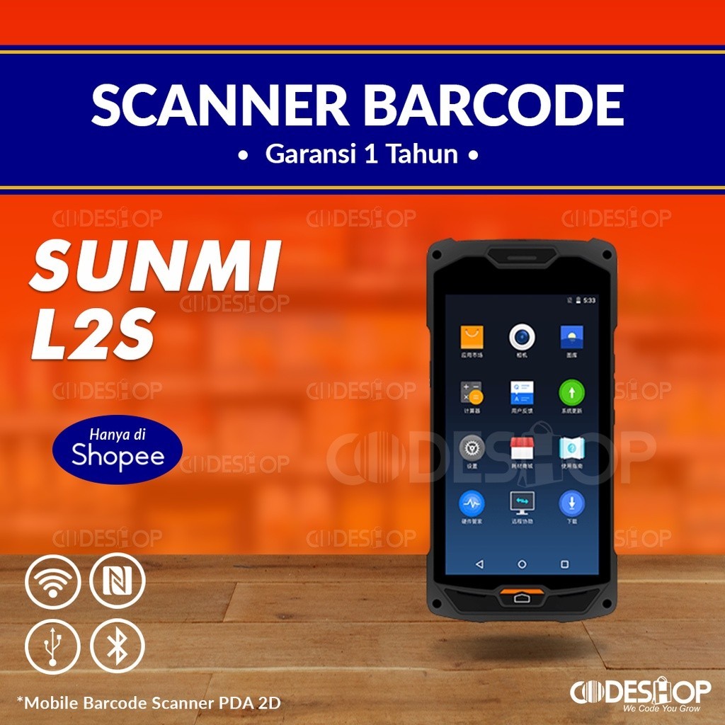 Sunmi L2S Scanner Barcode Mobile PDA 1D dan 2D