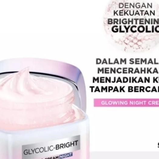 Loreal Glycolic Bright Night Cream 50Ml Krim Malam Mencerahkan Wajah