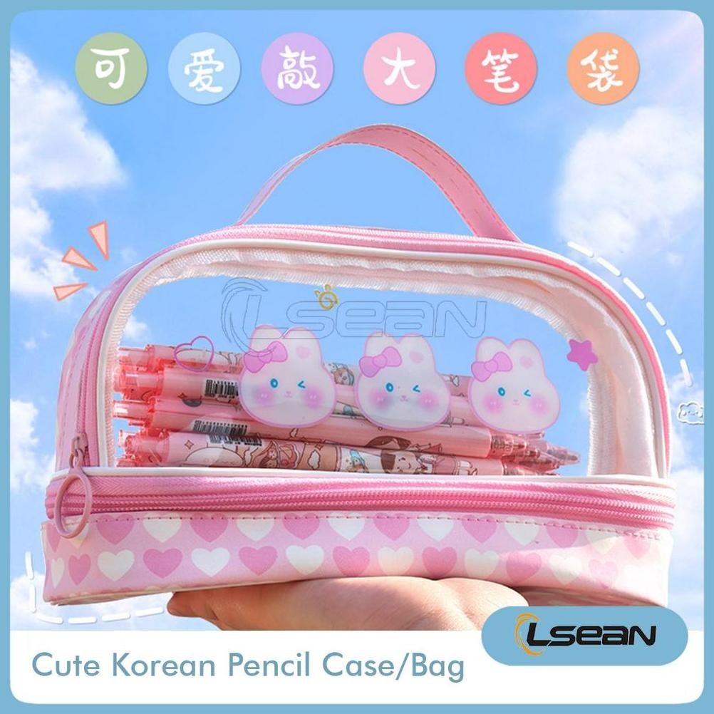 

Murah Meriah Pencil Case Kapasitas Besar PVC Korean Cute Pencil Bag 2 Tingkat Viral