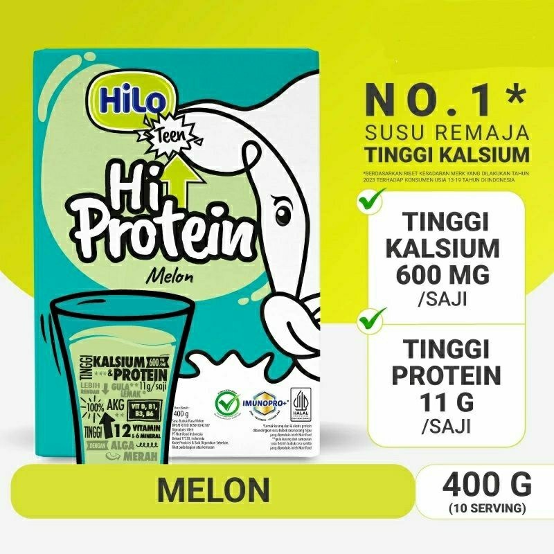 

Susu Hilo Rasa Melon Kemasan 400 gr - Hilo Teen Tinggi Protein Rendah Lemak - Penambah Tinggi Badan