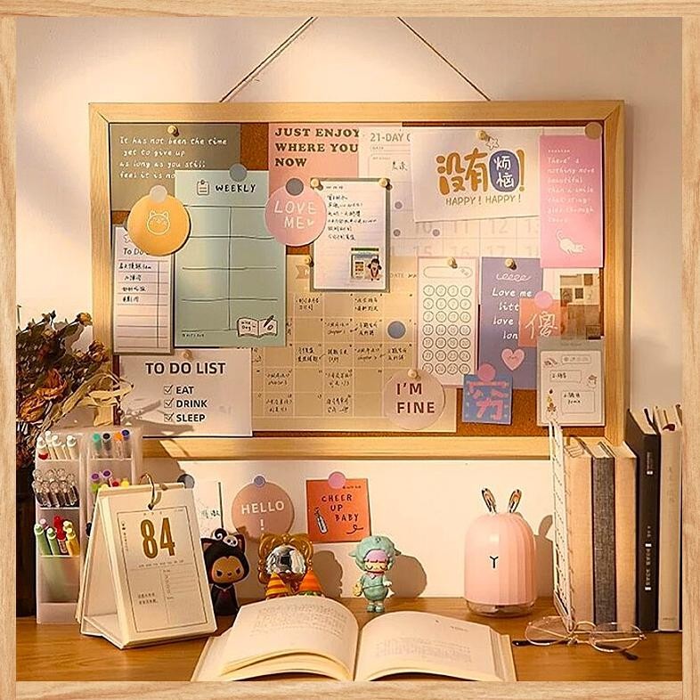 

At43 (TERMURAH) Mading kamar aesthetic dekorasi meja belajar task planer/ Message Board / MDF Board / Vision Board / Mading Kamar / Pin Board / Board send Sticker and accessories / Termurah