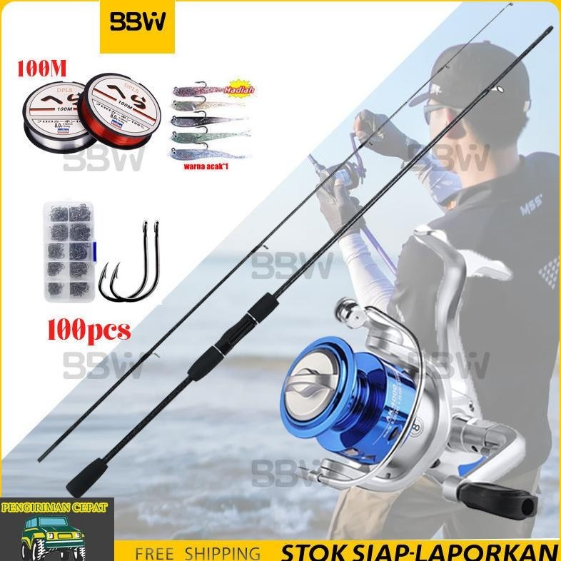 iQ45 1 set joran pancing Alat Gulungan Pancing  1.6~2.4M Joran Pancing Set Dengan Bahan Serat Karbon