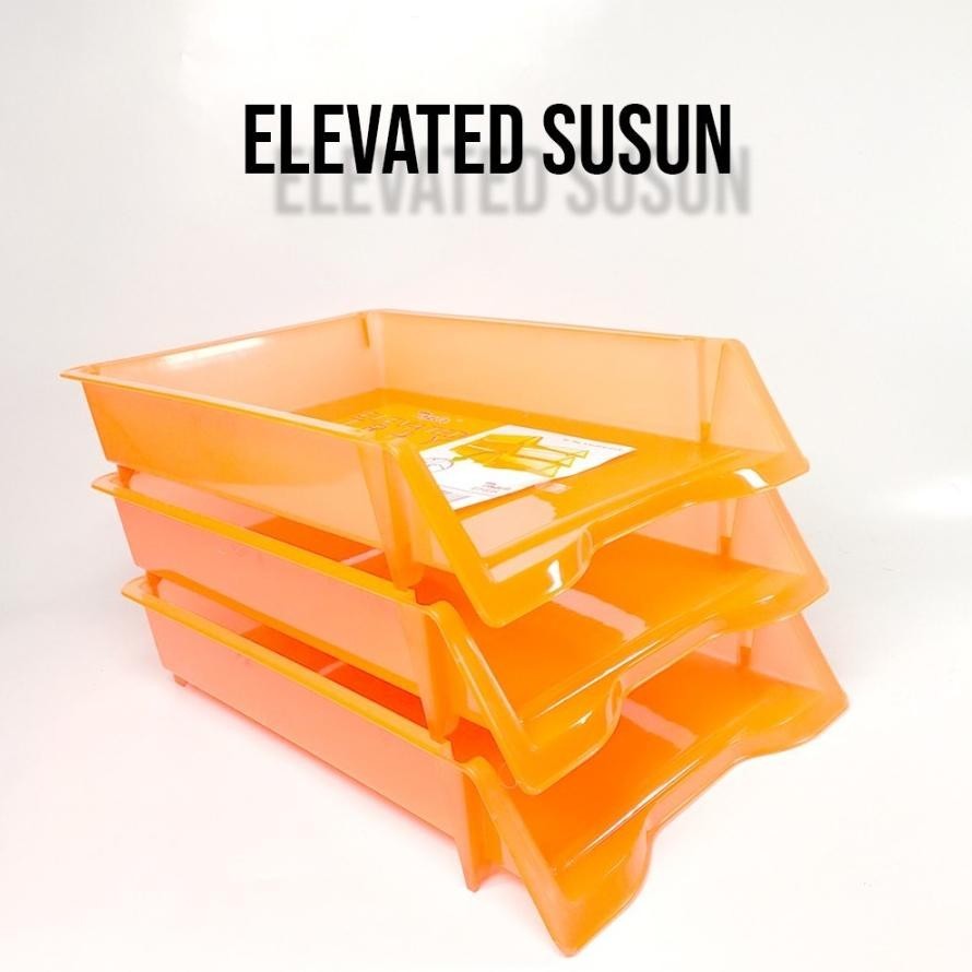 

th-23 Rak Kertas Dokumen Meja Elevated Tray Paper Tray F4 Warna Rak Surat Meja 3 Susun Plastik Tempat File Dokumen Kantor Document Letter Organizer Original