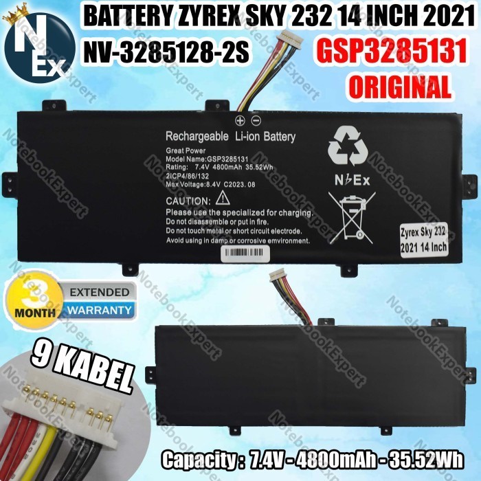 BATTERY ZYREX SKY 232 14 INCH 2021 9 KABEL NV-3285128-2S ORI