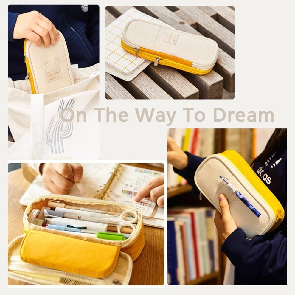 

tu-67 SeamiArt Kawaii Flexible Macaron Multifunction 2 Layers Pencil Case Pen Bag Tas pensil Kantong pen Terlaris