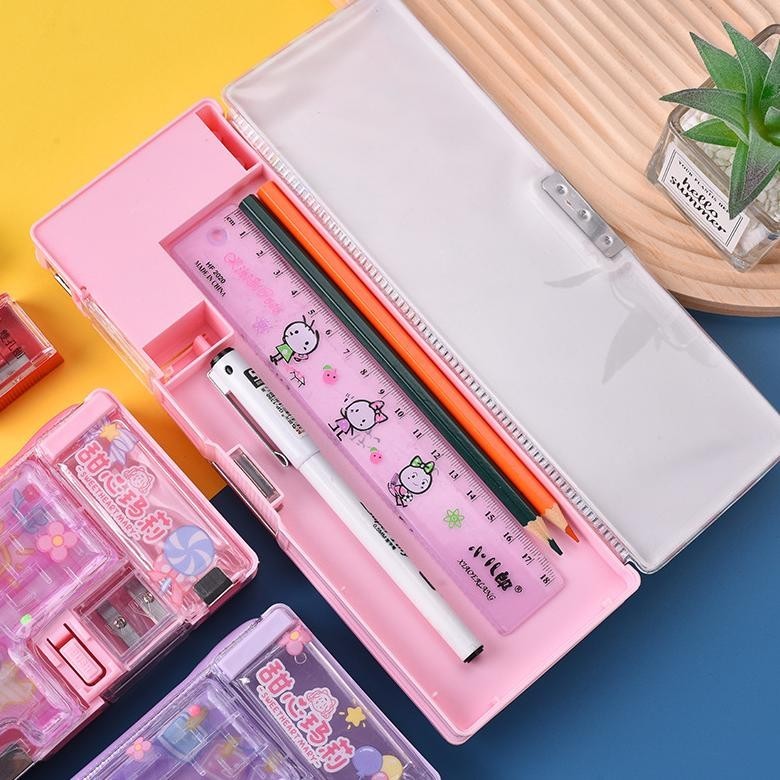 

gs-56 Tempat pensil anak multifungsi bernilai tinggi untuk siswa sekolah dasar plastik dengan tempat pensil kartun rautan pensil Berkualitas