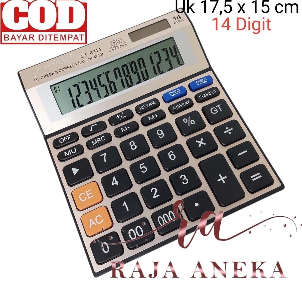 

rg-4 Calculator Jumbo Citizen 6914 CT 6914 CT-6914 Kalkulator 14 Digit Warna Menarik Langkah Gold Sale
