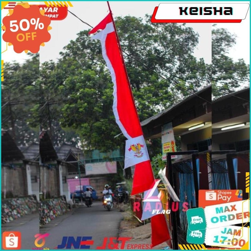 BENDERA UMBUL UMBUL KUDA LAUT MERAH PUTIH 2,7M ORIGINAL PRODUK