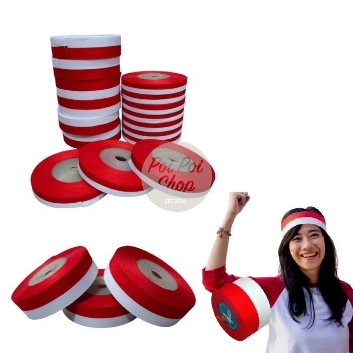 

,,,,,,,] Pita Gulung Merah Putih 17 Agustus Dirgahayu HUT RI Kain Kualitas Tinggi Serbaguna Roll