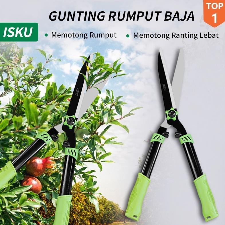 ISKU Gunting Rumput Taman Gunting tanaman gunting pangkas daun rumput dahan ranting