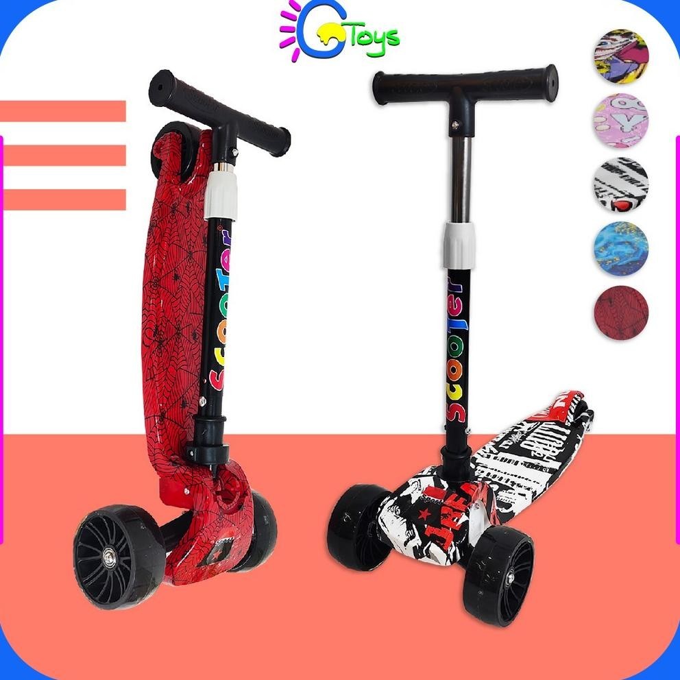 (DISKON) CR-M252 Mainan Skuter Anak Karakter Scooter Roda 3 Otoped Anak Bisa Dilipat Injak Mainan Ou