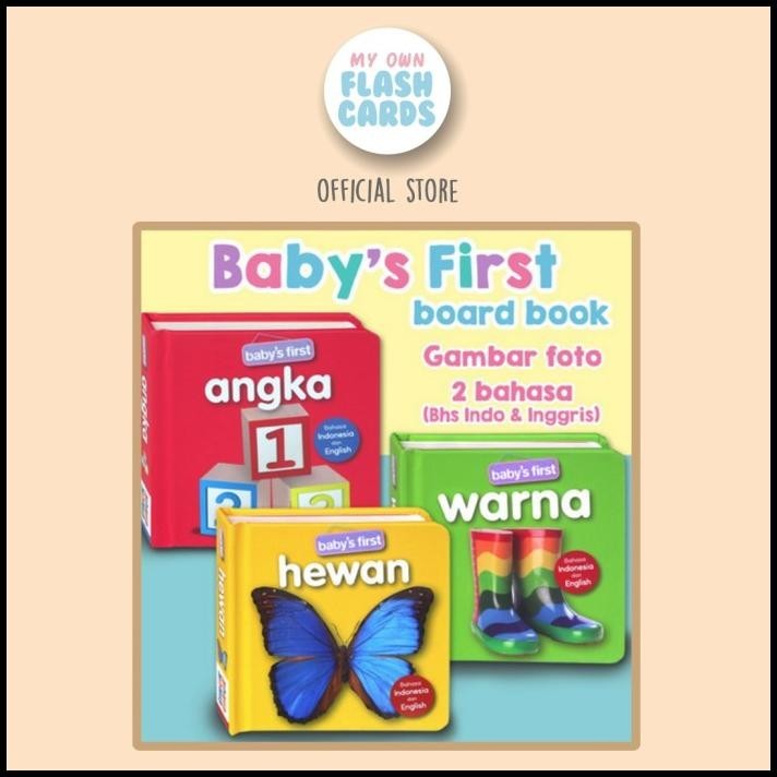 

Bilingual Baby'S First Hewan / Warna / Angka Board Book Buku Edukasi