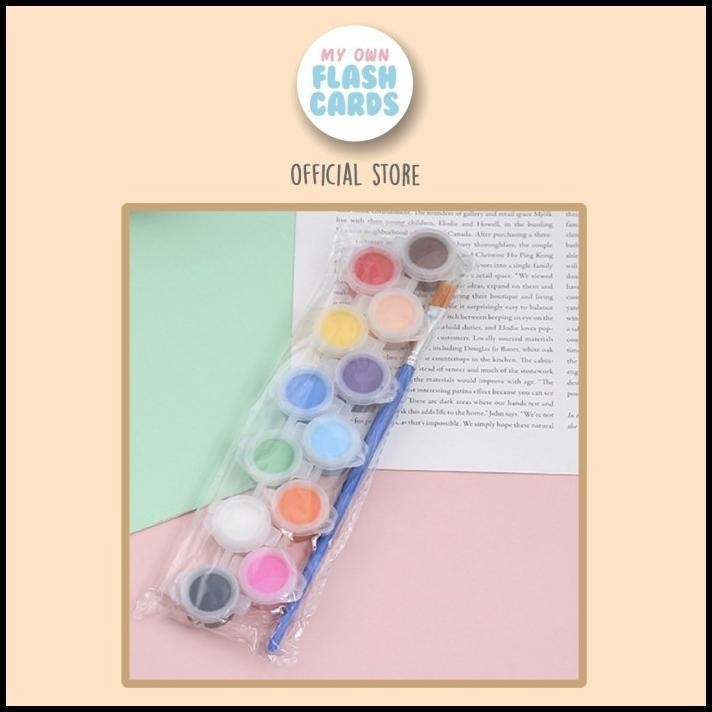 

12 Acrylic Paint With 2 Brushes - Set Cat Akrilik Dengan Kuas Painting