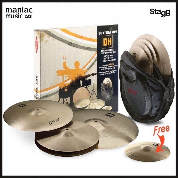 Ban Stagg Dh-Set B (Paket Cymbal Drum, Pack, Dual Hammered Brilliant, Bag)