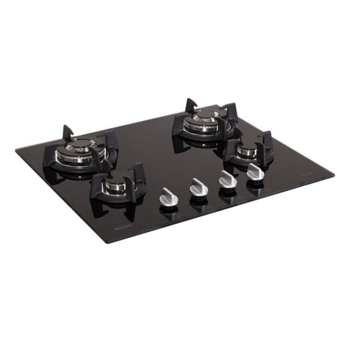RINNAI KOMPOR TANAM RB 64G GLASS BLACK RB 64 G 4 TUNGKU 60CM