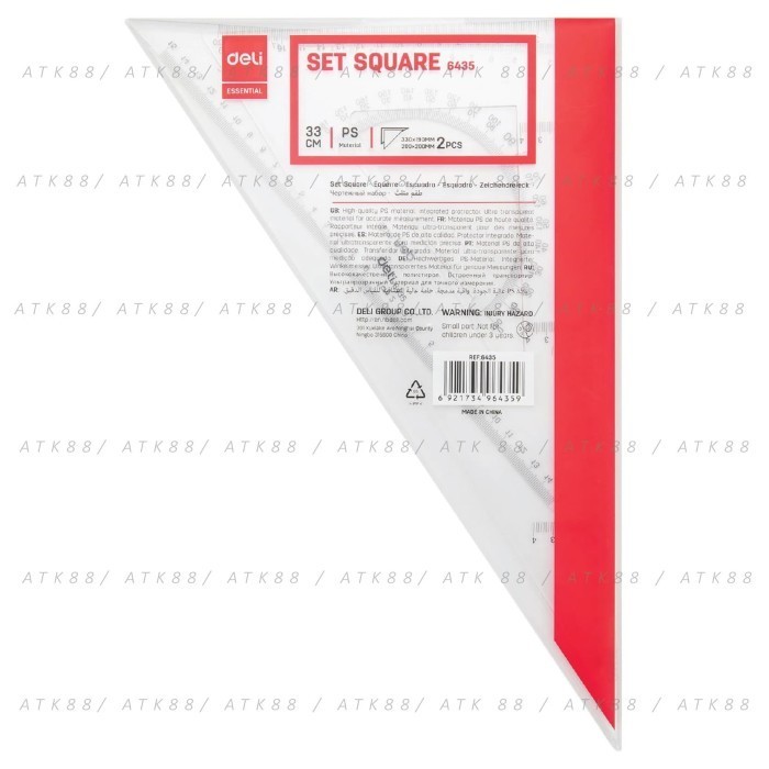 

Sale Penggaris Segitiga Deli Set Square 33 Cm E6435