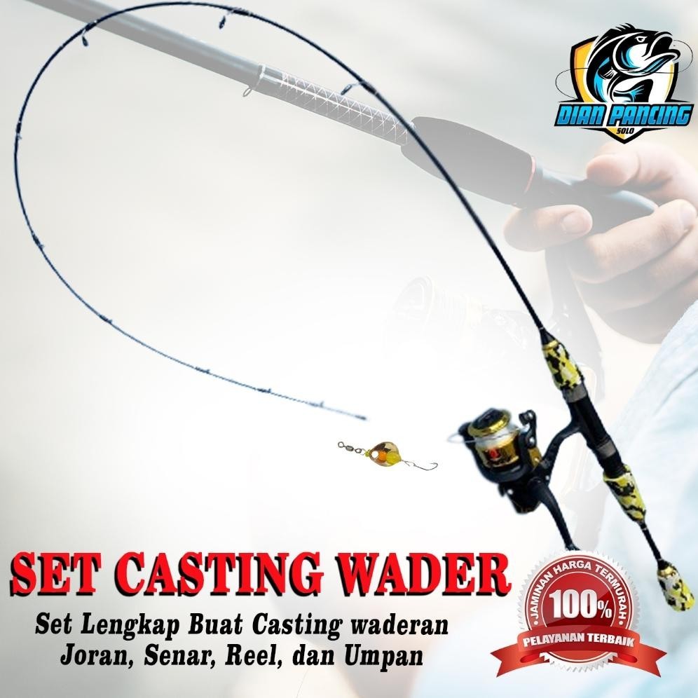 Cod Set Joran Casting Wader 120Cm Lengkap Dengan Umpan Rayap Reel Pancing Lure Flase Sale