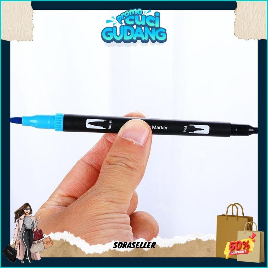 

(Dyi) Spidol Double Head Drawing Pen Fine Art Watercolor 12/24/36/ Warna Sketsa Spidol Umum General Marker Set Animation Markers / Twin Market Set Spidol Spisol Dua Sisi Spidol Dua Mata