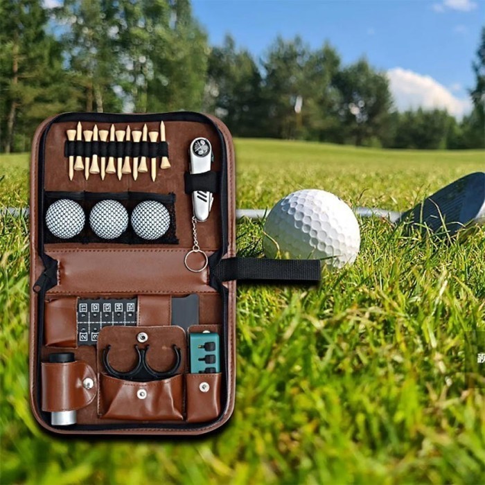 Nat Tas Golf Kulit Multifungsi Tas Peralatan Penyimpanan Aksesoris Golf Ball Pouch Tas Bola Golf