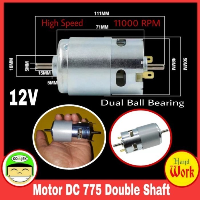 Terbaru Dinamo Motor 775 Dc 12V-36V 180W 11000-15000 Rpm Double Shaft High Spe Promo Terlaris
