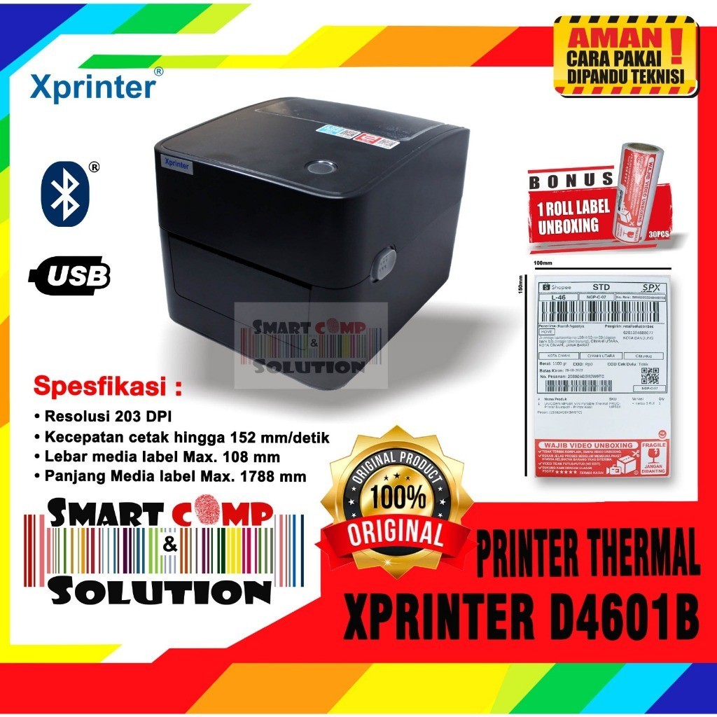 

Original Printer Bare Xprinter Xp460 / D4601B / D4601 / D460 Thermal Label Resi Alamat