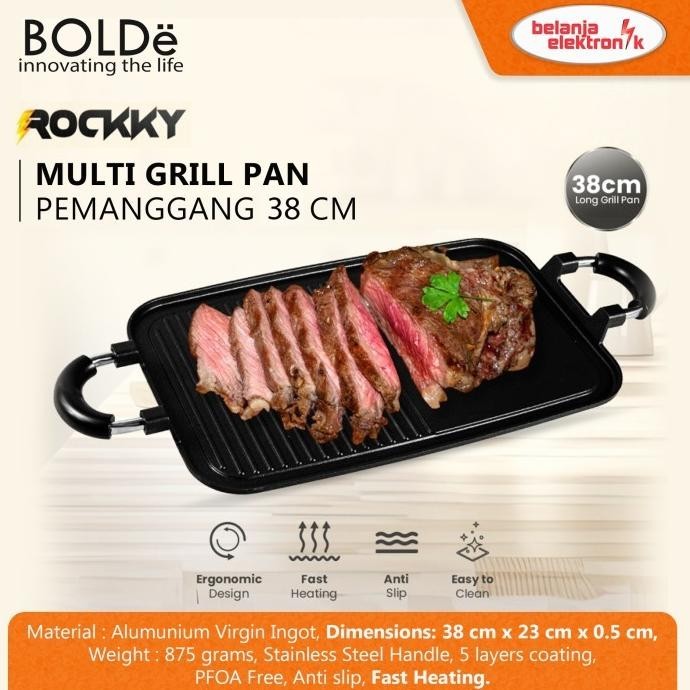 BOLDE Rockky Multi Grill Pan (Pemanggang 38 Cm) BBQ Long Grill Pan