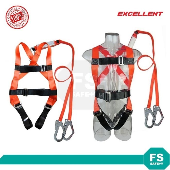 FULL BODY HARNESS DOUBLE HOOK BESAR DENGAN SHOCK ABSORBER