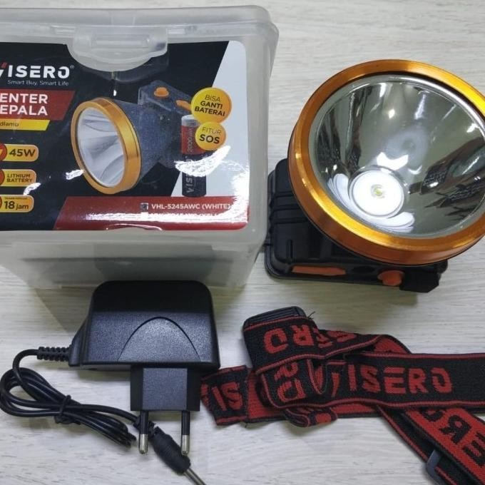 langsung order saja] Senter kepala 45w cahaya putih/Kuning VISERO VHL-5245 45w
