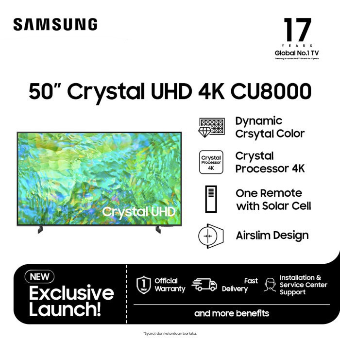 Samsung 50CU8000 50" CU8000 Crystal UHD 4K Smart TV UA50CU8000KXXD - 50CU8000 50 inch