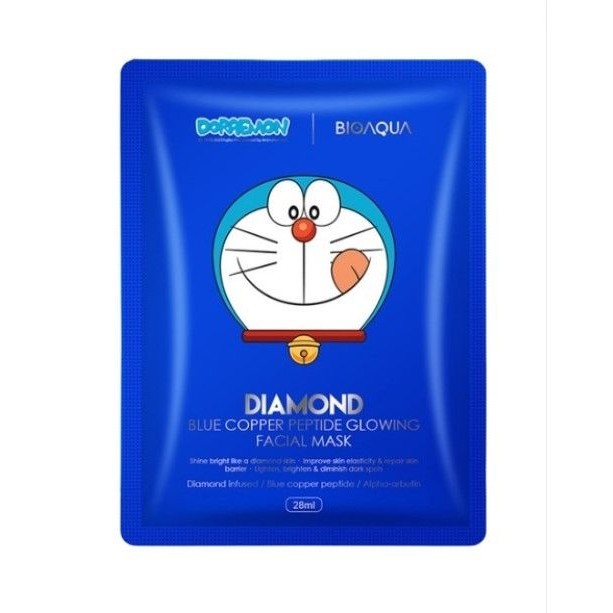 BIOAQUA DIAMOND BLUE COPPER PEPTIDE GLOWING FACIAL MASK（DORAEMON）28ML