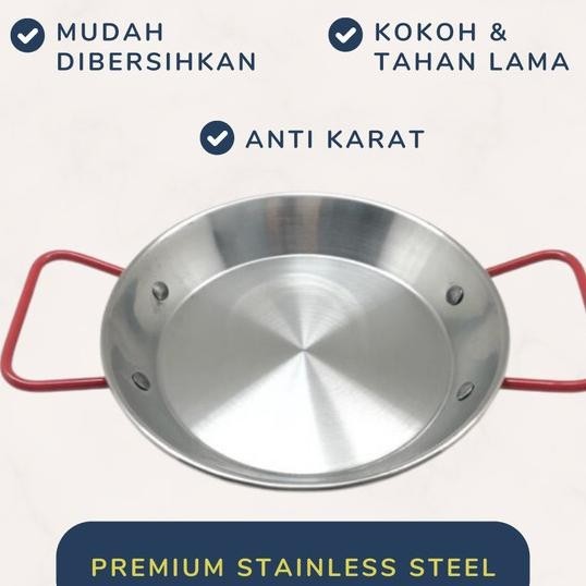 Paella Pan Wajan Datar Pan Datar Korea Stainless Steel
