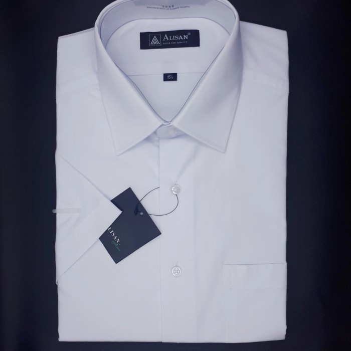 Alisan Original Slim Fit Kemeja Pria Lengan Pendek Putih