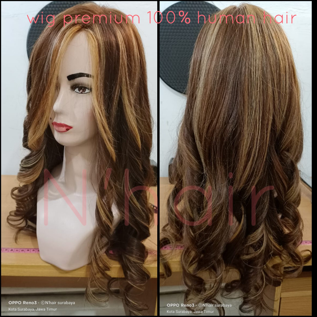 Wig PREMIUM Rambut Asli  BELAHAN BEBAS Kanan Kiri / 100% Human Hair 100% RAMBUT ASLI / Wik Rambut Wa